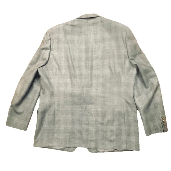 Lauren Ralph Lauren Blazer Men Size:46L Gray Plaid Silk Wool Blend 2 Vents